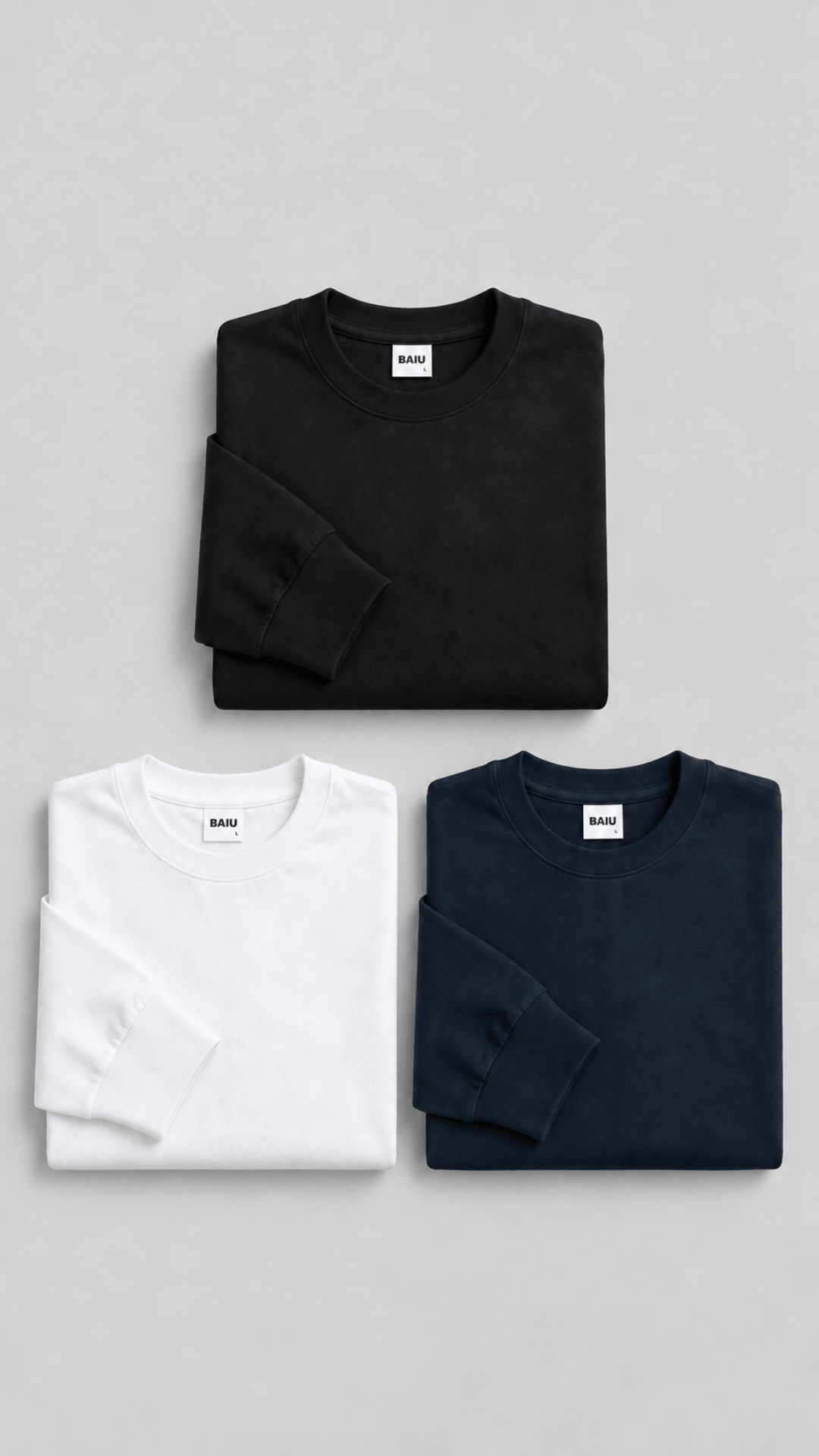 BAIU™ Essential Crew Neck Long Sleeve Shirt • Regular Fit